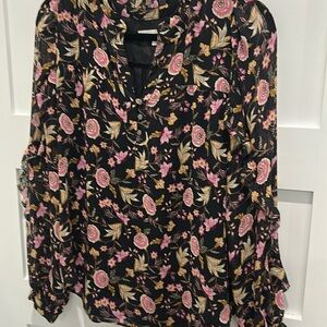 Loft Floral Ruffle Sleeve Blouse